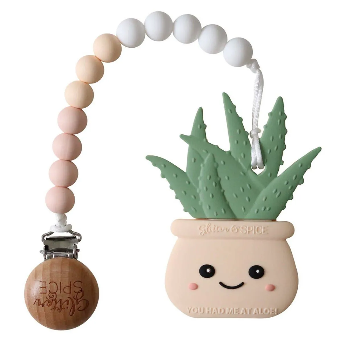 Aloe Plant Teether with Clip