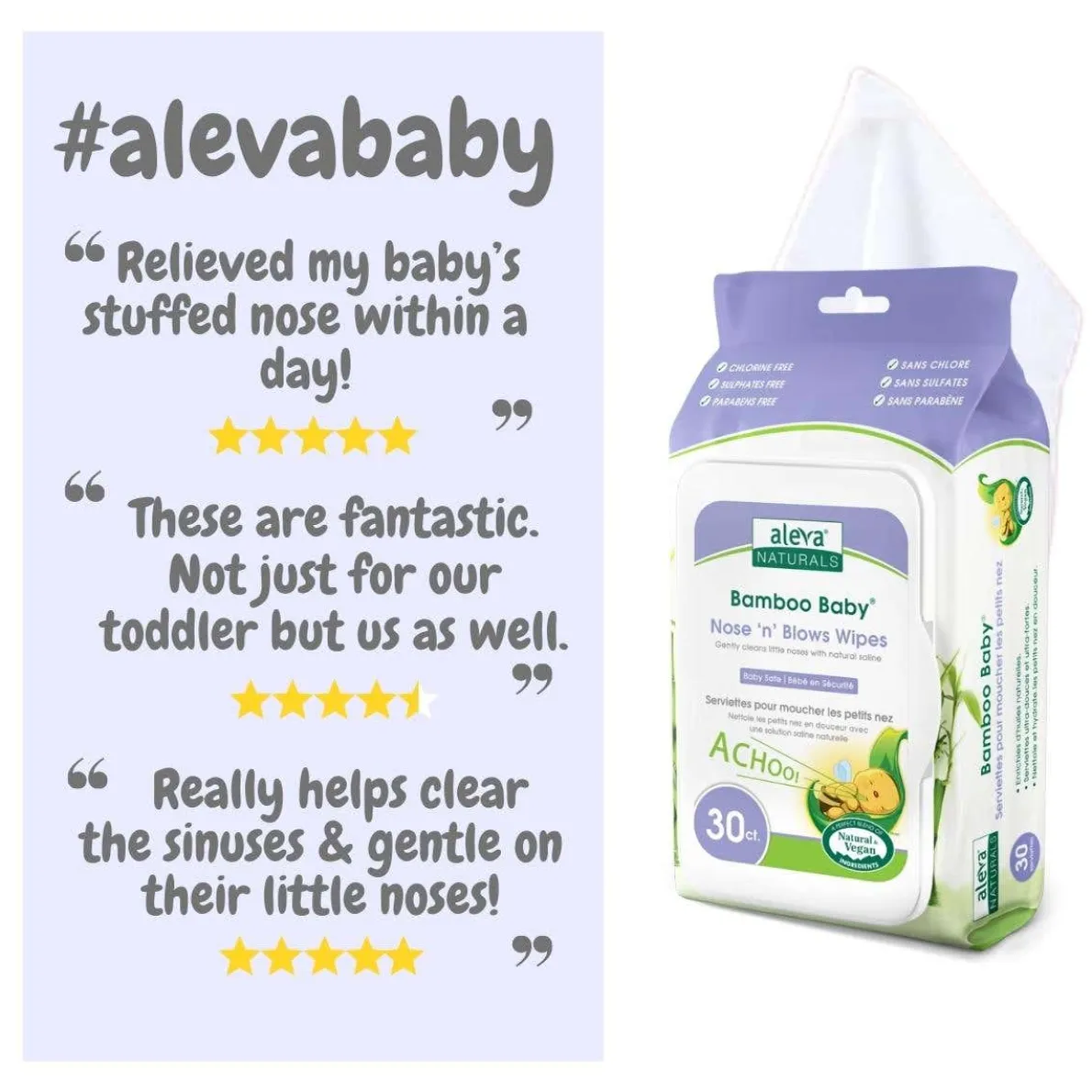 Bamboo Nose N' Blows Wipes (30ct)