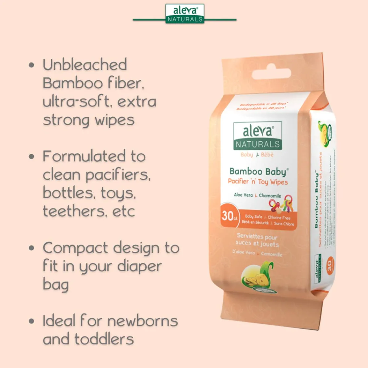Bamboo Pacifier & Toy Wipes (30ct)