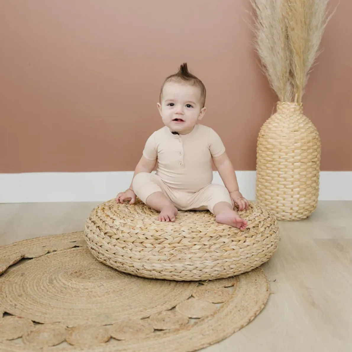 Bamboo Ribbed Short Sleeve Henley Romper