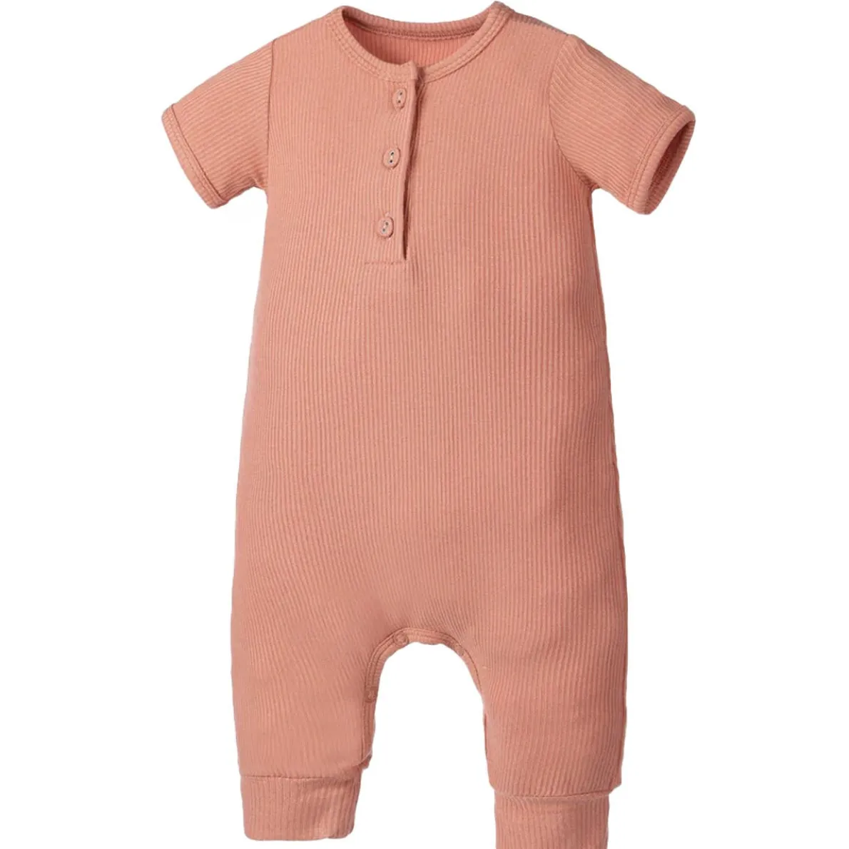 Bamboo Ribbed Short Sleeve Henley Romper