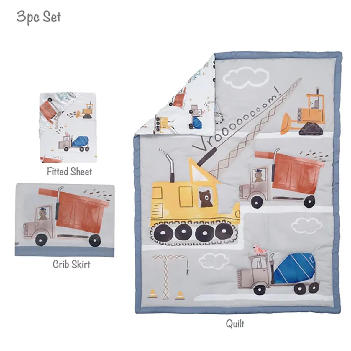 Construction Zone 3 Piece Crib Set