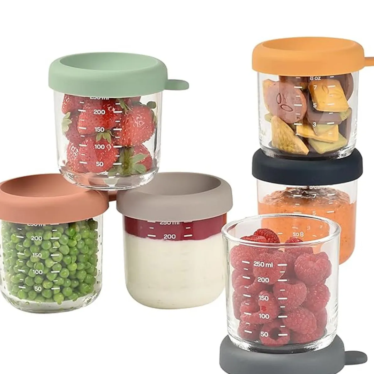 Glass Food Jars (8 oz, 6 Pack)