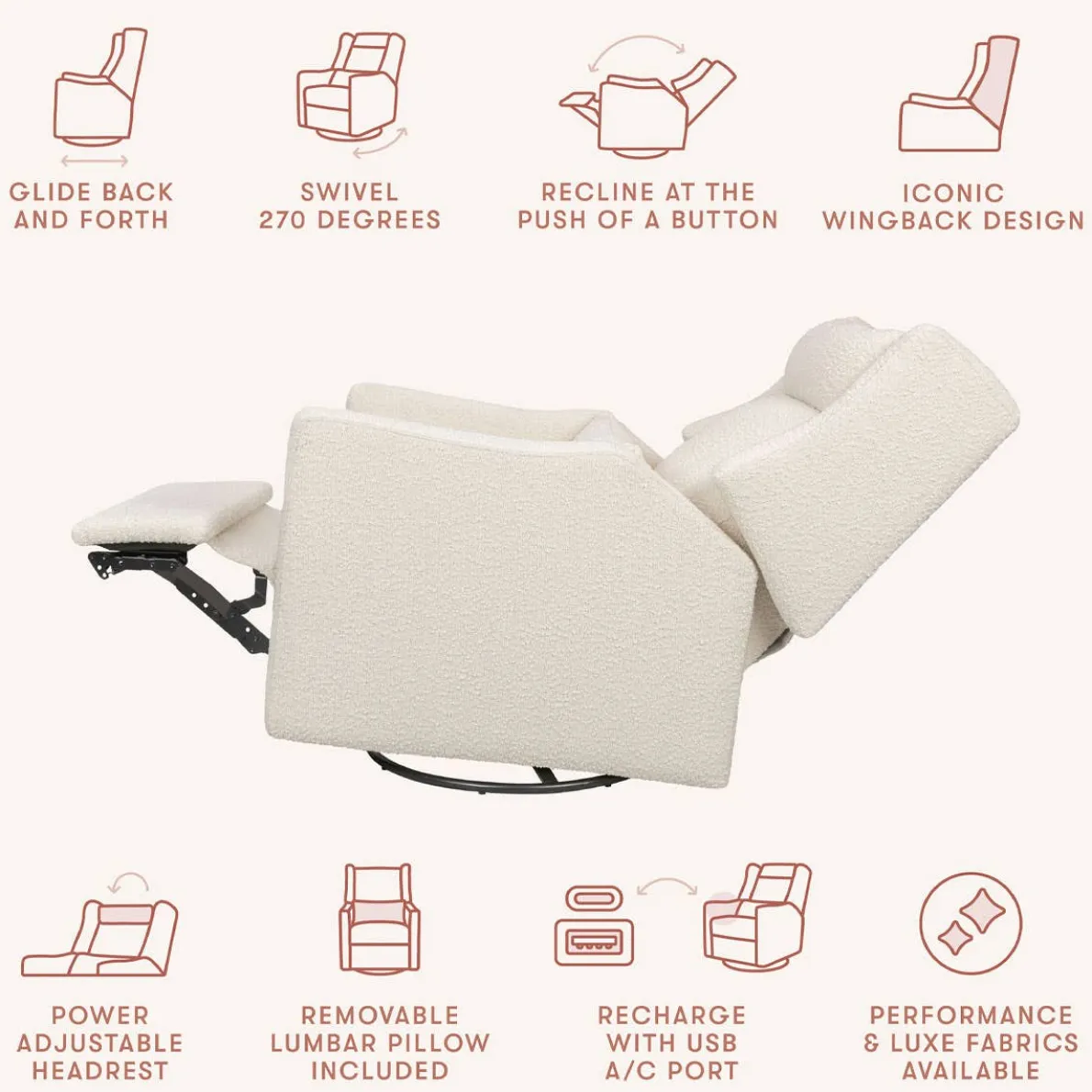 Kiwi Plus Power Glider Recliner with Power Headrest (Boucle)