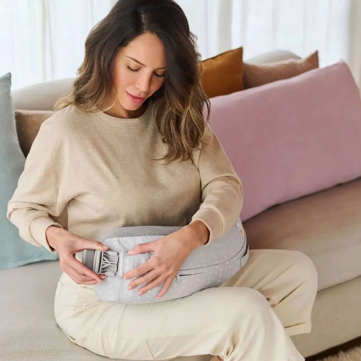 Natural Curve Nursing Pillow with Strap
