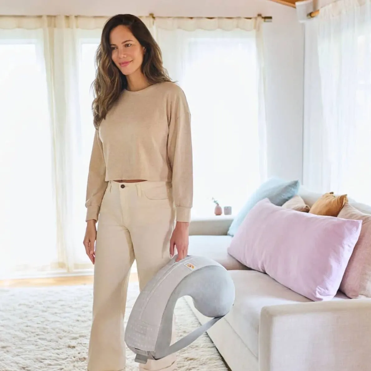 Natural Curve Nursing Pillow with Strap