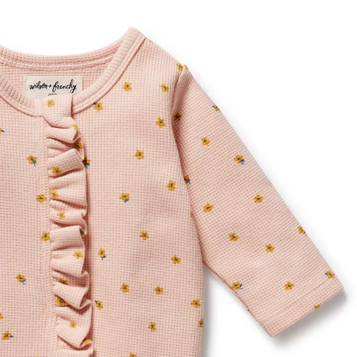 Organic Waffle Ruffle Zipsuit