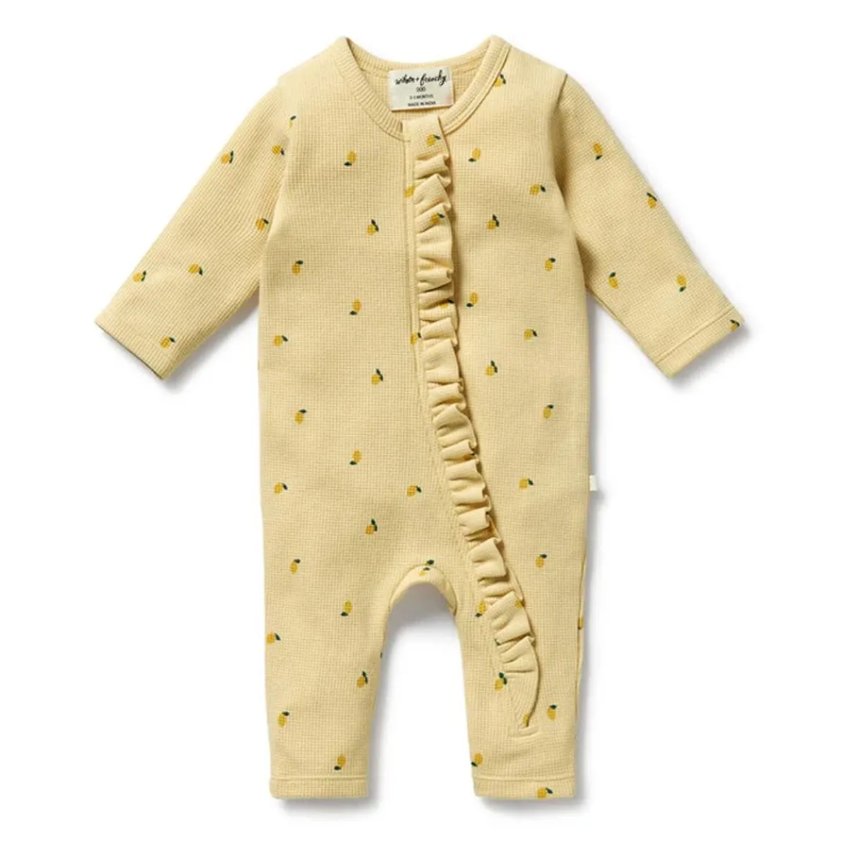 Organic Waffle Ruffle Zipsuit