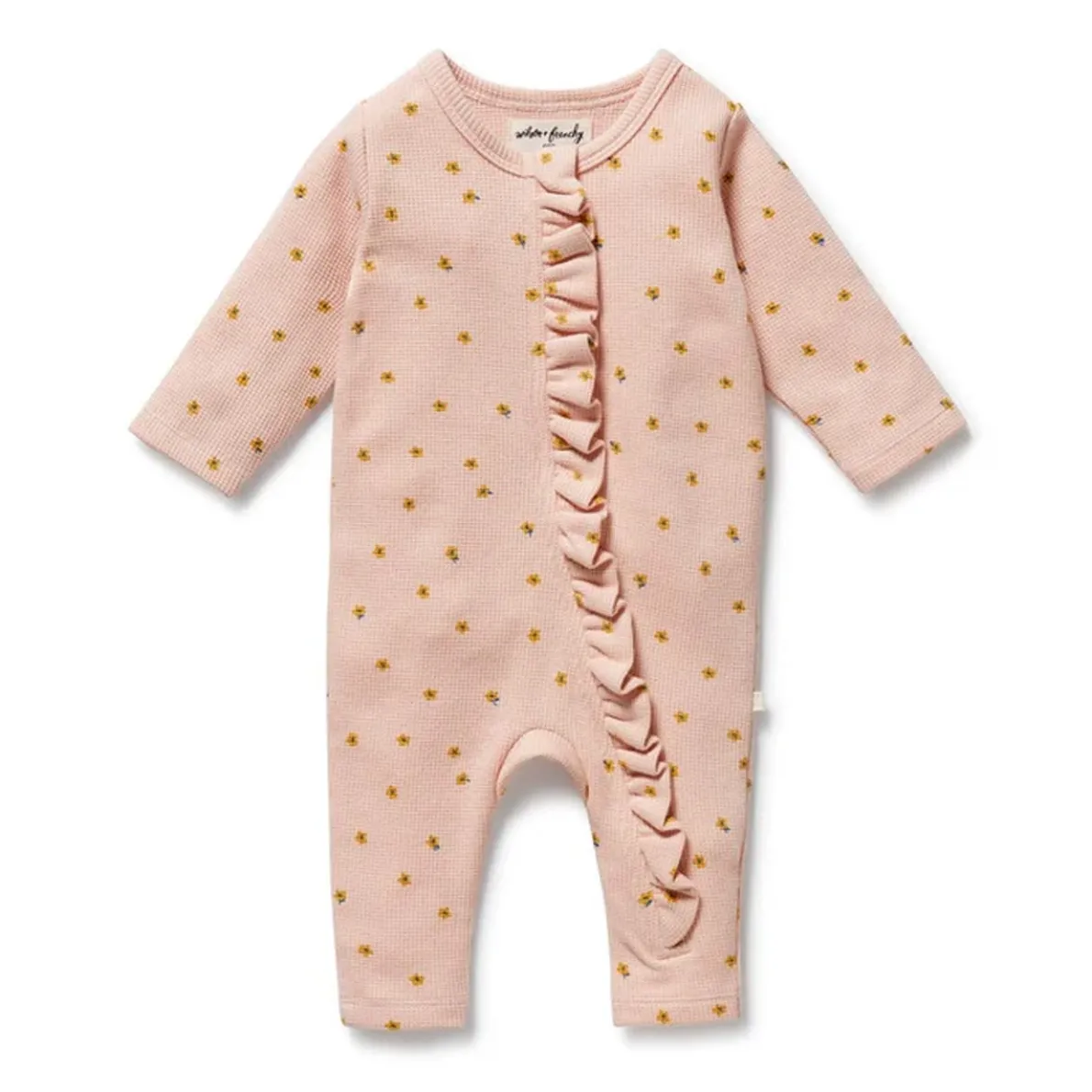 Organic Waffle Ruffle Zipsuit