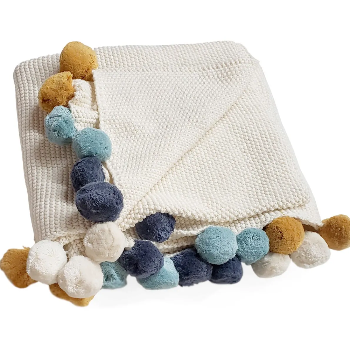 Pompom Knit Baby Blanket