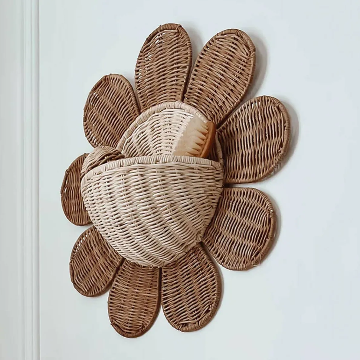 Rattan Daisy Wall Basket