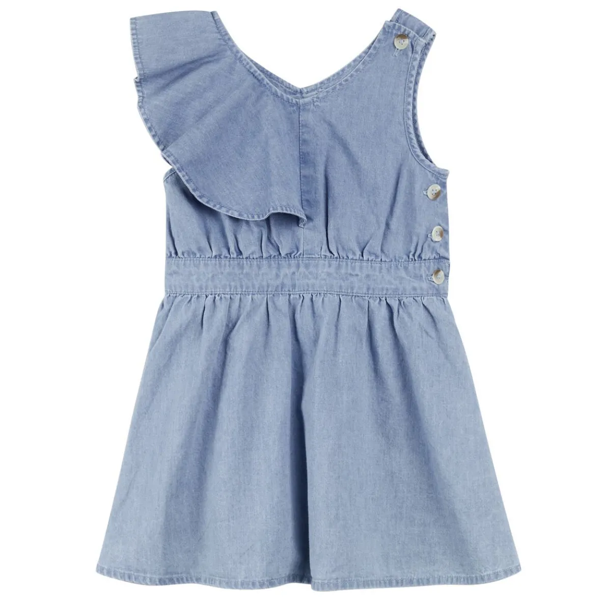 Ruffled Chambray Romper