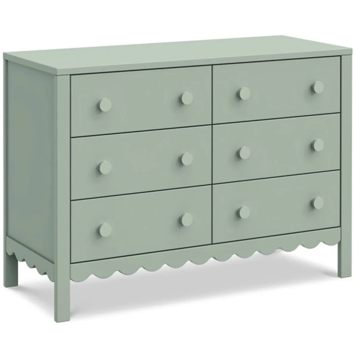 Sammy Scallop 6 Drawer Dresser - Light Sage