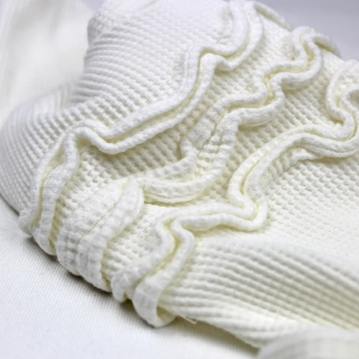 Waffle Knit Ruffle Sleeper
