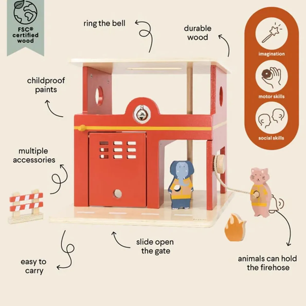 Wooden Animal Fire Station