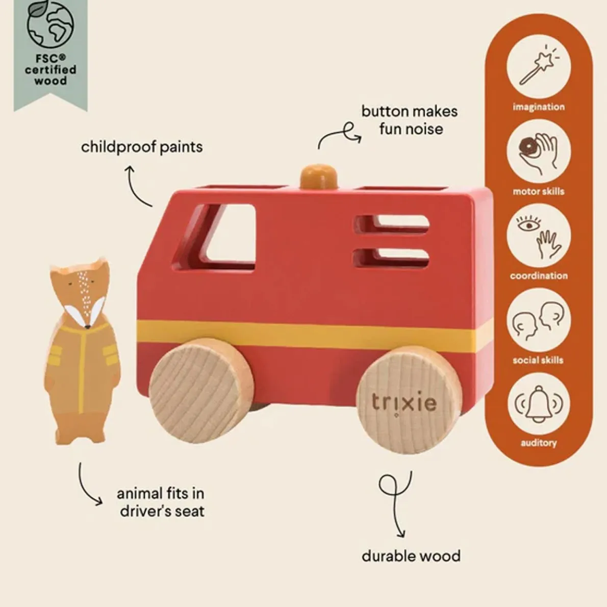 Wooden Small Fire Truck