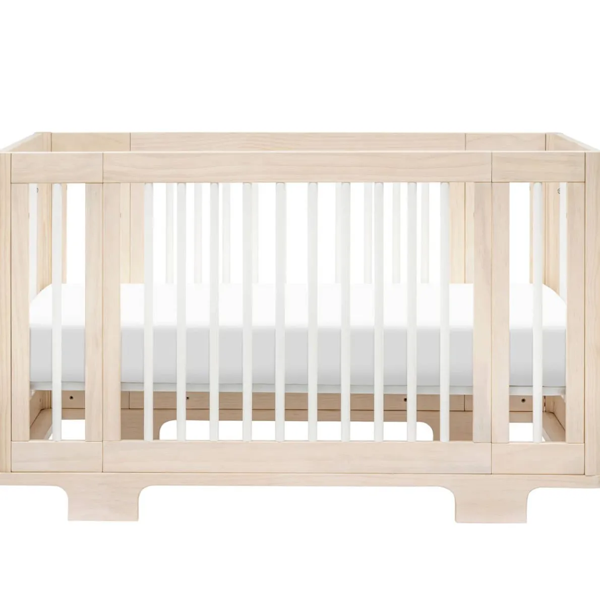 Yuzu 8-in-1 Crib with All-Stages Conversion Kits - Washed Natural with White