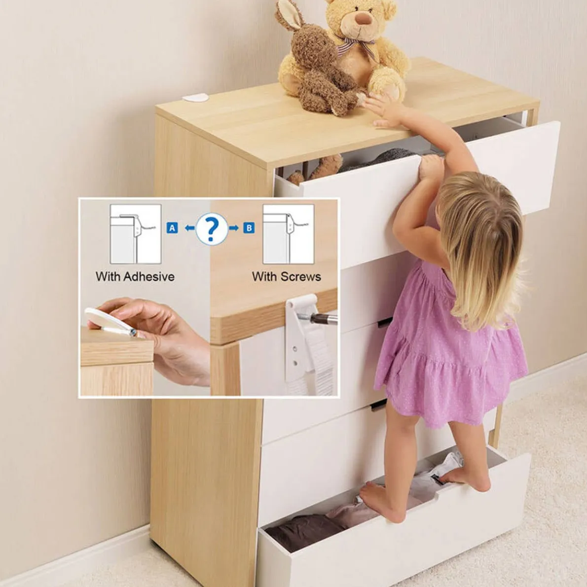 Zero-Screw Furniture Anti-Tip Kit